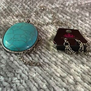 Paparazzi Turquoise and Silver Pendant Necklace